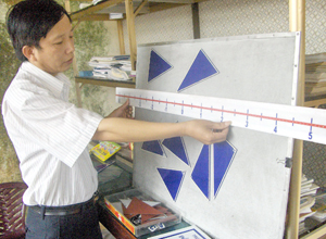 Thầy giáo Lê Thế Lữ với bộ đồ dùng dạy học mới sáng tạo 
