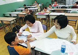 Khảo sát năng khiếu ngoại ngữ tại trường Tiểu học Trần Hưng Đạo, Q.1, TP.HCM - Ảnh: B.Thanh