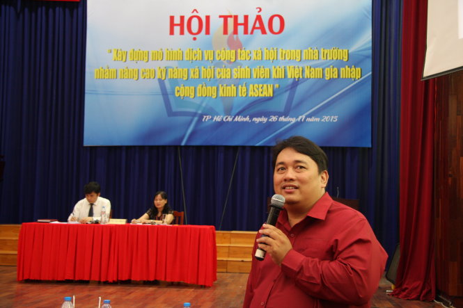 ThS Vũ Tuấn Anh phát biểu tại hội thảo sáng 26-11 - Ảnh: Trần Huỳnh
