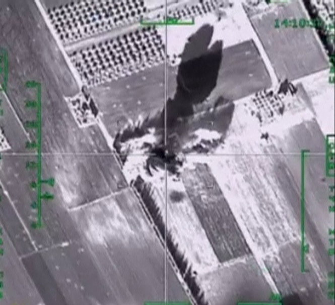 Một địa điểm ở Syria bị Nga đánh bom - Ảnh: Reuters