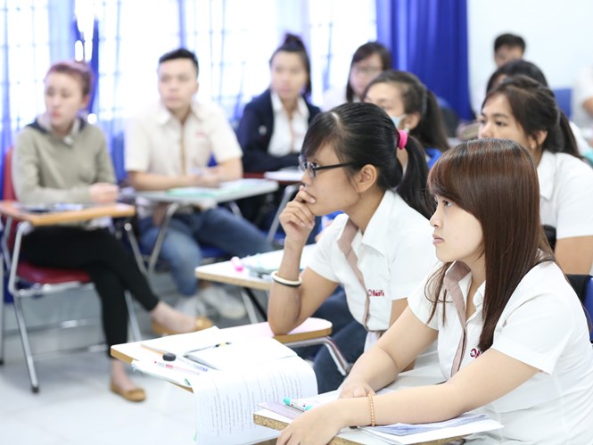 Giờ học tiếng Anh của sinh viên một trường CĐ tại TP.HCM  /// Ảnh: Đào Ngọc Thạch