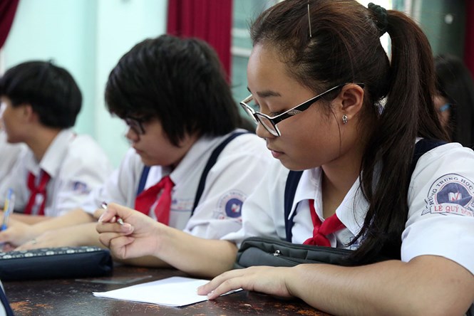 Học sinh lớp 9 Trường THCS Lê Quý Đôn chuẩn bị cho kỳ thi tuyển sinh lớp 10 diễn ra trong tháng 6 /// Ảnh: Đào Ngọc Thạch