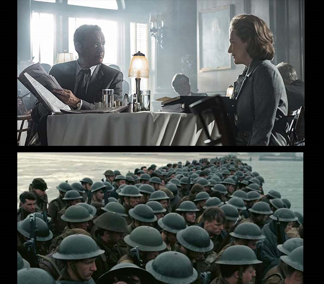 Hai phim nhiều tiềm năng so kè nhau ở hạng mục Phim hay nhất của Oscar lần thứ 90: The Post (trên) và Dunkirk /// Ảnh: IMDB - Warner Bros