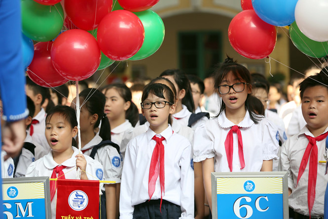 Học sinh lớp 6 Trường THCS Trưng Vương, một trường danh tiếng ở Hà Nội nhưng chỉ được phép tuyển sinh bằng hình thức xét tuyển theo tuyến /// Ảnh: Ngọc Thắng