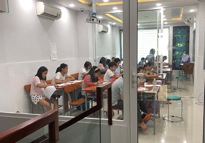 Một cơ sở luyện thi vào lớp 6 Trường THPT chuyên Trần Đại Nghĩa /// Ảnh: Bảo Châu