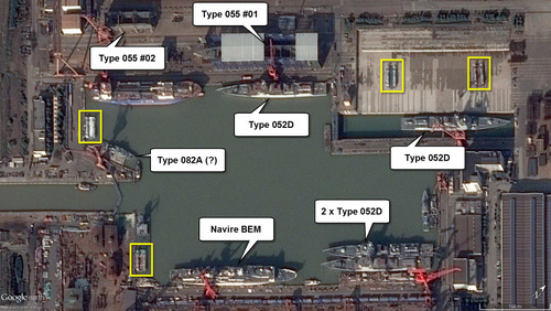 Các chiến hạm được đóng tại nhà máy của CSIC hồi năm 2016. Ảnh: Google Earth.