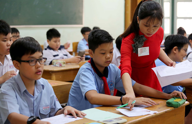 Học sinh tham dự kỳ kiểm tra khảo sát năng lực vào Trường THPT chuyên Trần Đại Nghĩa  /// Ảnh: Ngọc Dương