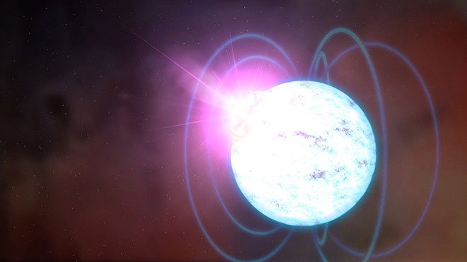 Hình ảnh minh họa của một ngôi sao neutron siêu từ tính.