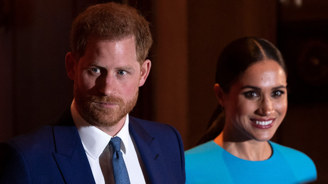 Vợ chồng Harry xuất hiện tại một sự kiện hoàng gia ở London hôm 5.3 /// AFP