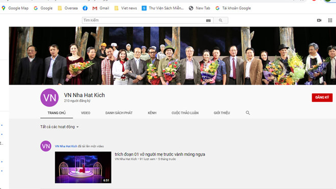 Kênh YouTube của Nhà hát kịch Việt Nam đã đăng một số trích đoạn vở diễn /// Ảnh: Chụp màn hình