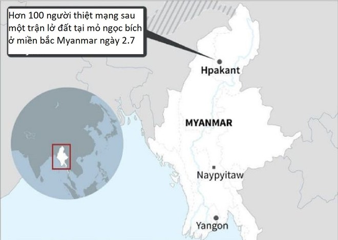 Lở đất kinh hoàng hơn 120 người chết ở Myanmar