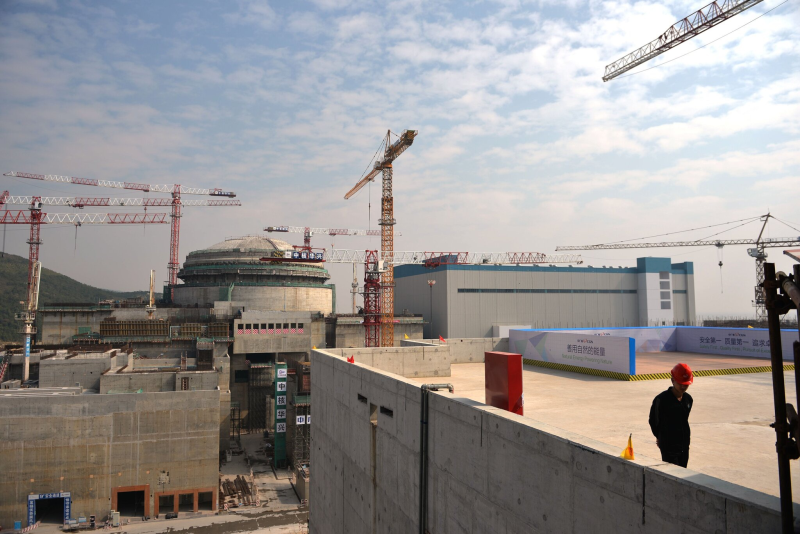 Công trình nhà máy điện hạt nhân Đài Sơn khi còn đang xây dựng vào năm 2013 /// AFP