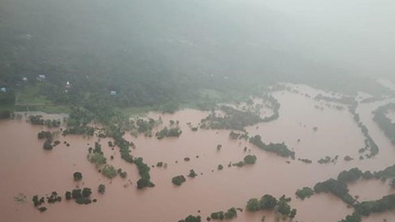 Quang cảnh ngập lụt tại Ratnagiri, bang Maharashtra, Ấn Độ ngày 23-7-2021