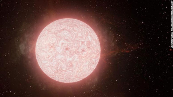 Minh họa một ngôi sao siêu khổng lồ màu đỏ phụt khí trong năm cuối cùng tồn tại
