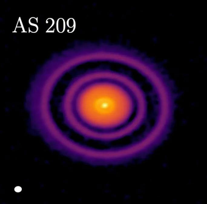 Ngôi sao còn nguyên đĩa tiền hành tinh - những vòng khí bụi màu tím - AS 209