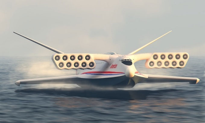  Máy bay Aerocon Wingship sẽ lướt phía trên mặt biển thay vì bay trên cao. 