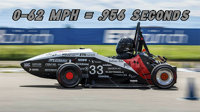 Chiếc xe đua tăng tốc từ 0 đến 100km/h trong 0,956 giây.