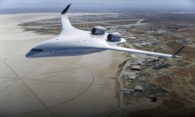 Máy bay cánh liền thân có hình dáng khác hẳn các máy bay thân rộng hiện nay.
